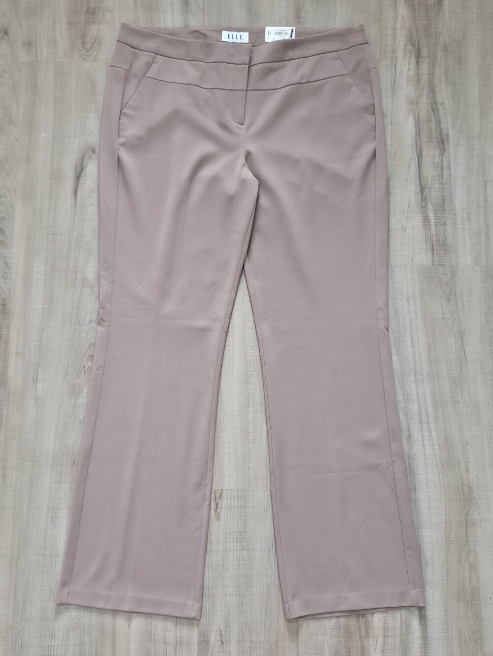 Elle | Curvy Midrise Bootcut Taupe Dress Pants, Size 14